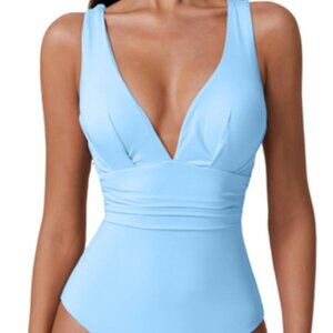 New QINSEN Small Womens Swimsuit Tummy Conrtol Sexy V Neck